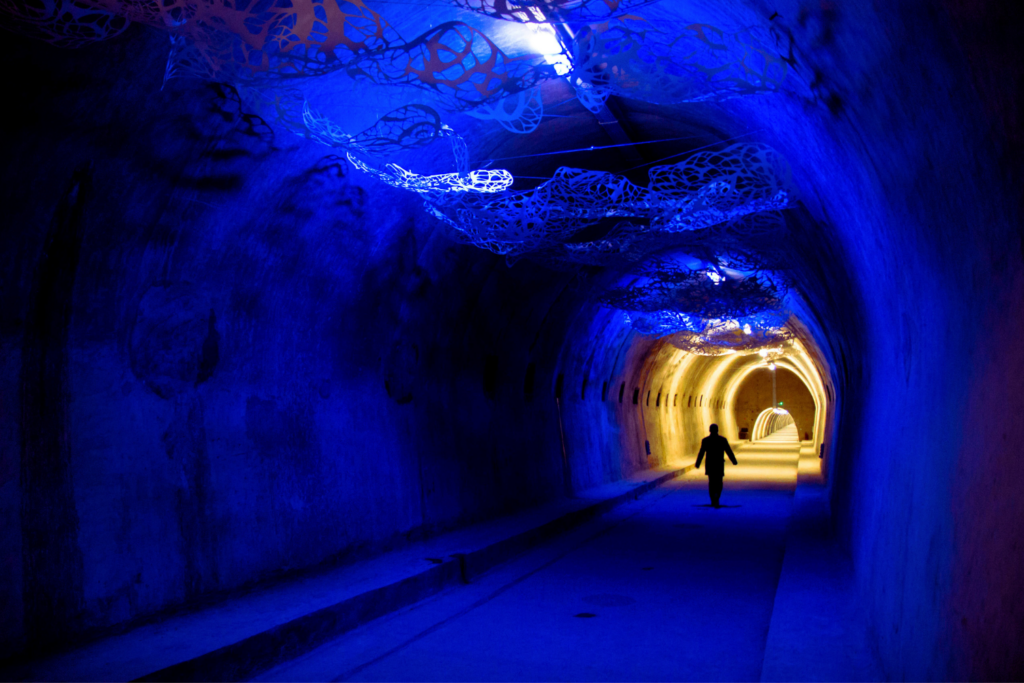 Zagreb attraction Grič tunnel vivid blue